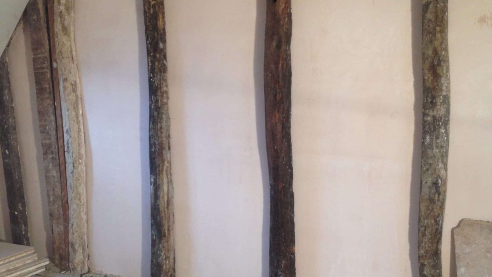 walls skimmed around timber work