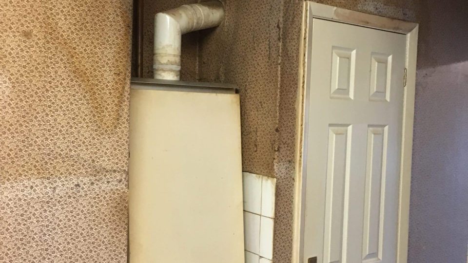Old boiler & removal of wallpaper