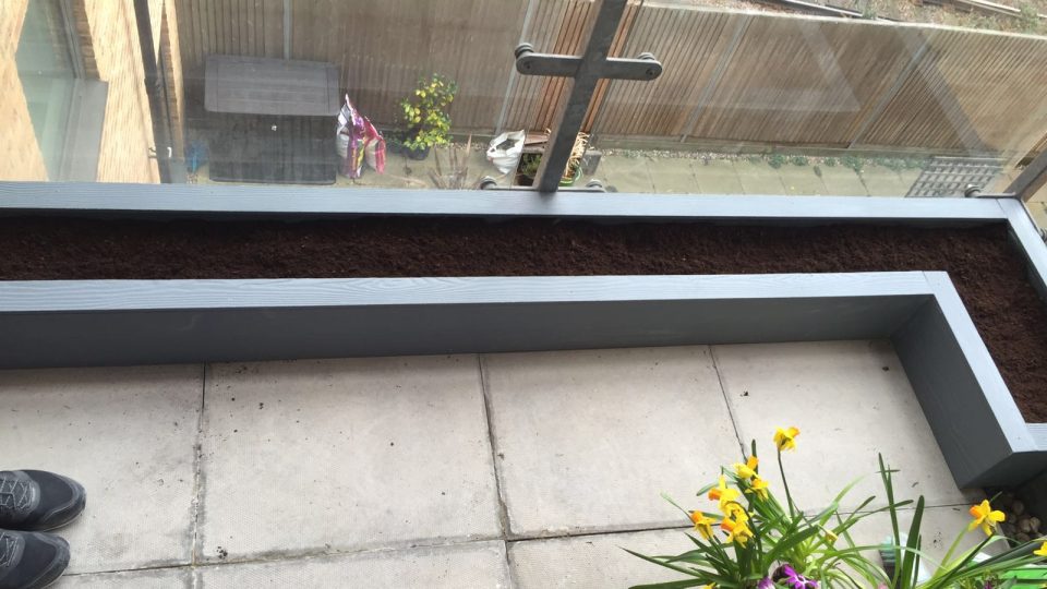 Flower bed filled with soil