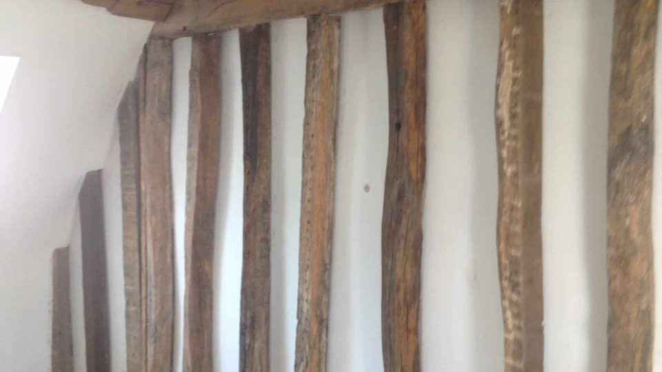 walls skimmed & painted around timber work