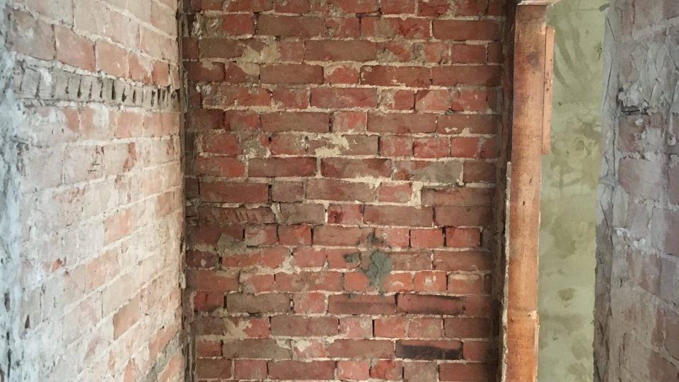 Walls striped back to original brickwork