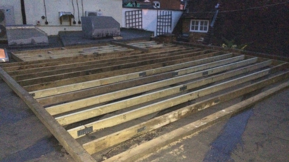 Decking foundation laid