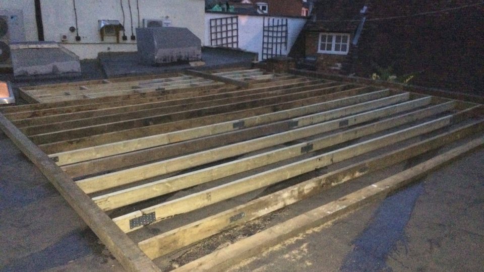 Decking foundation laid