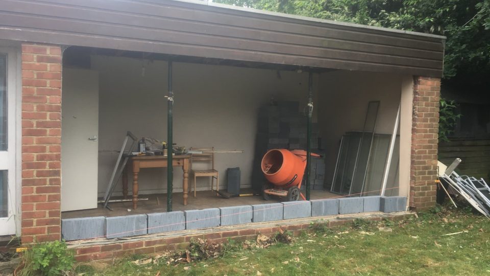 Open annexe being bricked up
