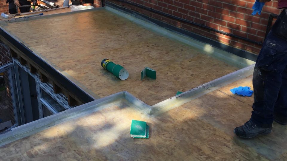 Flat roof being prepared